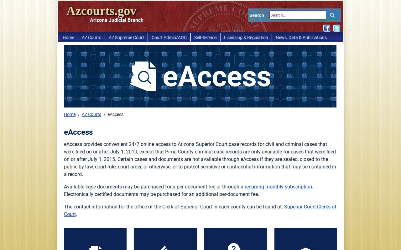 Arizona eAccess documents for Santa Cruz County arrest and booking cases